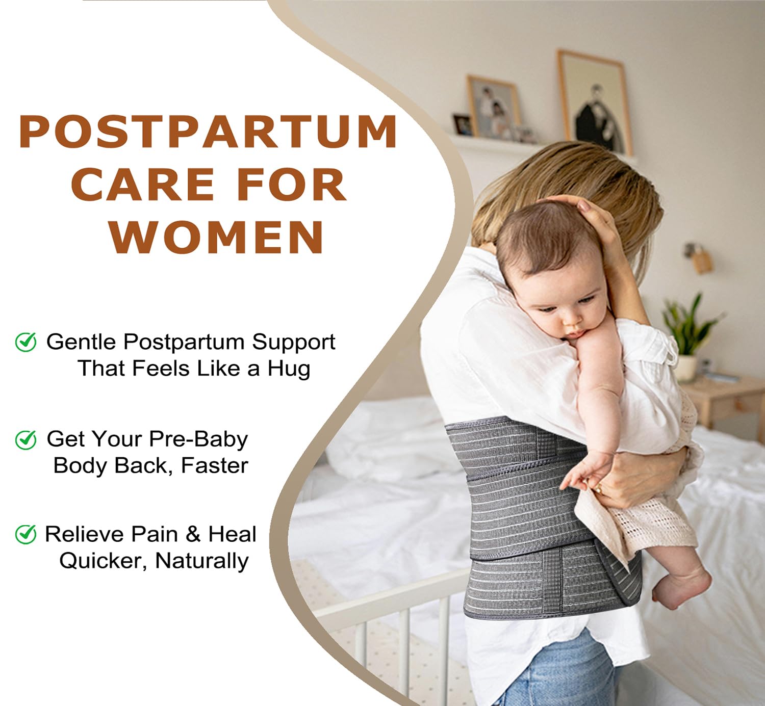 Banda para el vientre posparto, cinturón de maternidad 2 en 1, cinturón de apoyo para el vientre posparto, faja abdominal para mujeres embarazadas, faja abdominal postoperatoria, alivio del