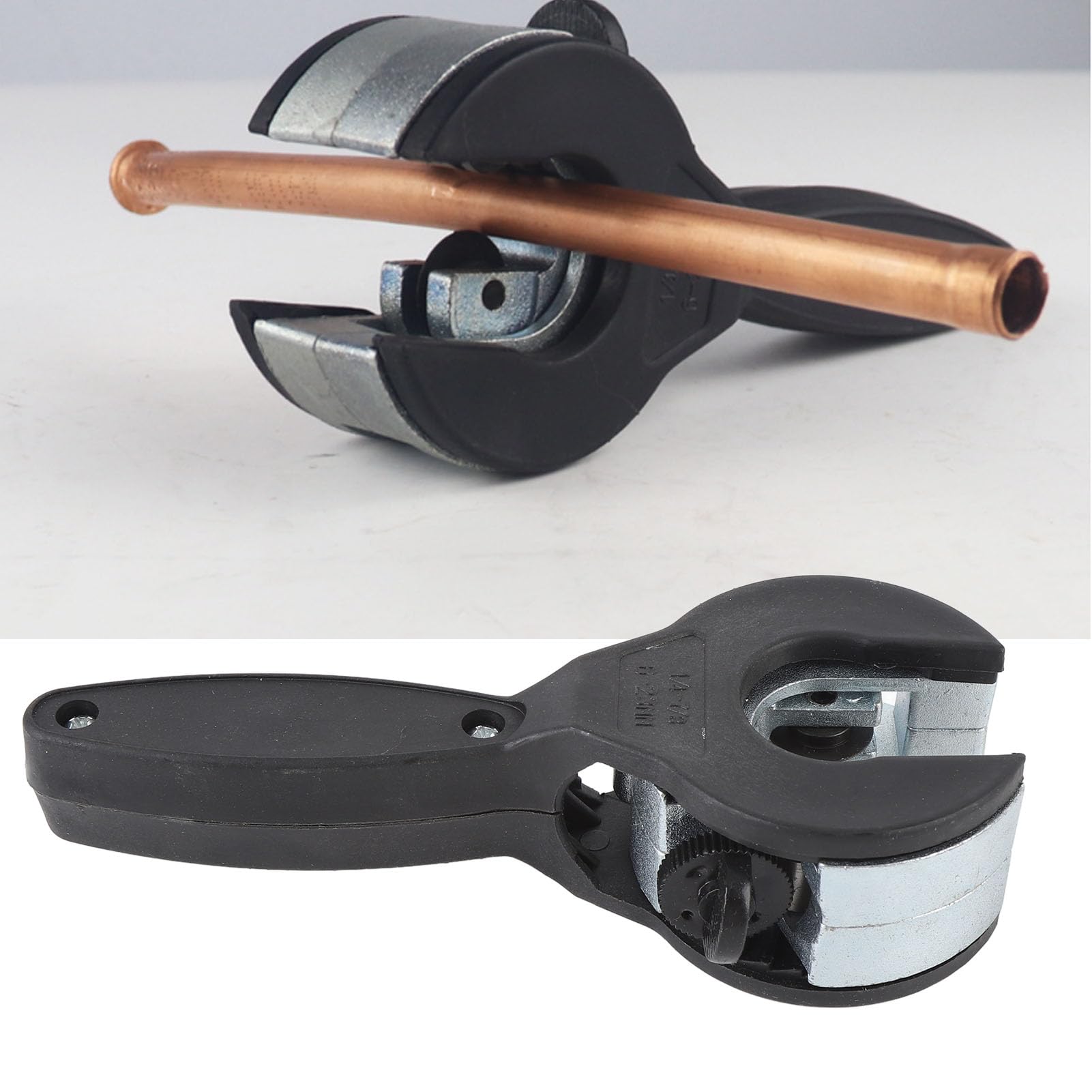 Heavy Duty Ratcheting Tubing Cutter Precise Cutting Adjustable Size Metal High Strength Pipe Cutter Fit for 1/4in to 7/8in Car AC Tubing Black