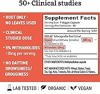 Vista 5 de Ashwagandha KSM 66 Organic – KSM-66 ashwagandha 600mg Root Extract Full Spectrum Capsules Standardized 5% Withanolides Natural Stress Relief