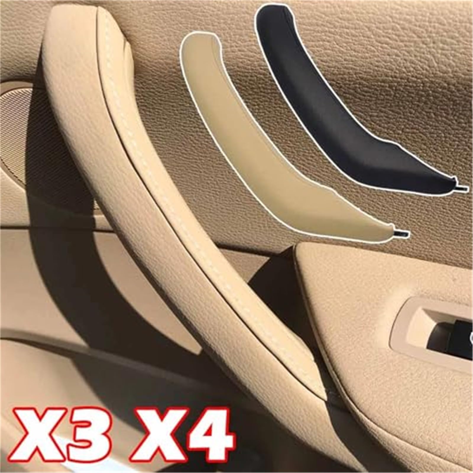 Wewnętrzna klamka samochodu skórzana tapicerka, dla BMW, F25 F26 X3 X4 Panel podłokietnika drzwi wewnętrznych uchwyt do holowania wymień beżowy czarny wspornik 51417248502 Klamka do drzwi s