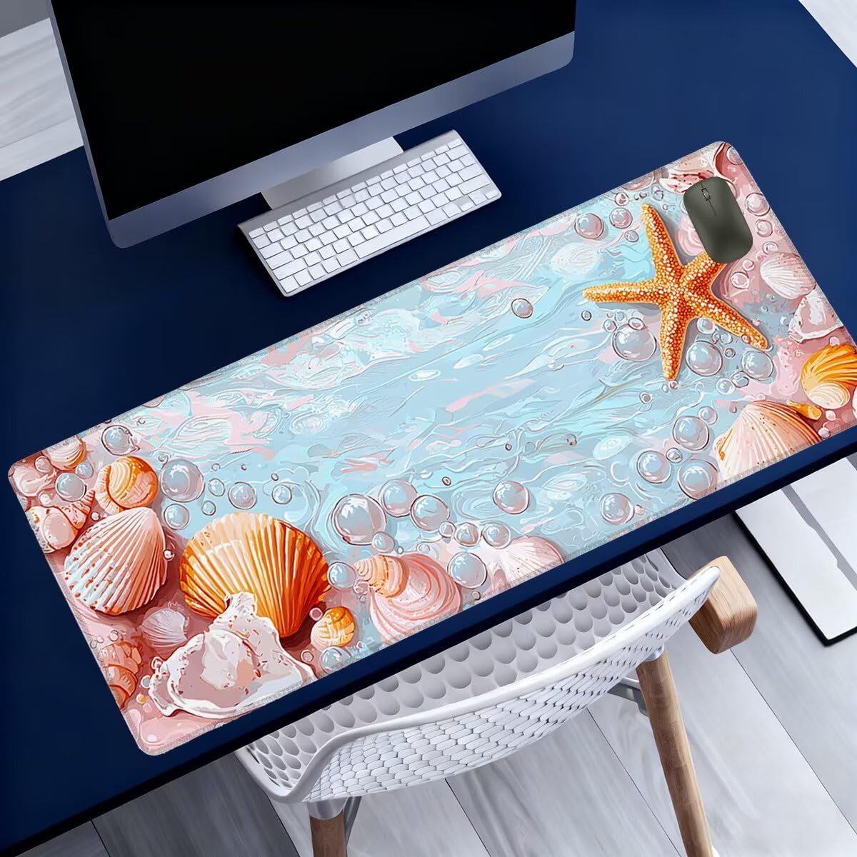 Podkładka pod mysz, duża, 1200 x 600 mm, gamingowa podkładka pod mysz, ocean, wodoodporna podkładka na biurko, pod klawiaturę, akcesoria komputerowe, podkładka pod mysz z antypoślizgową podstawą