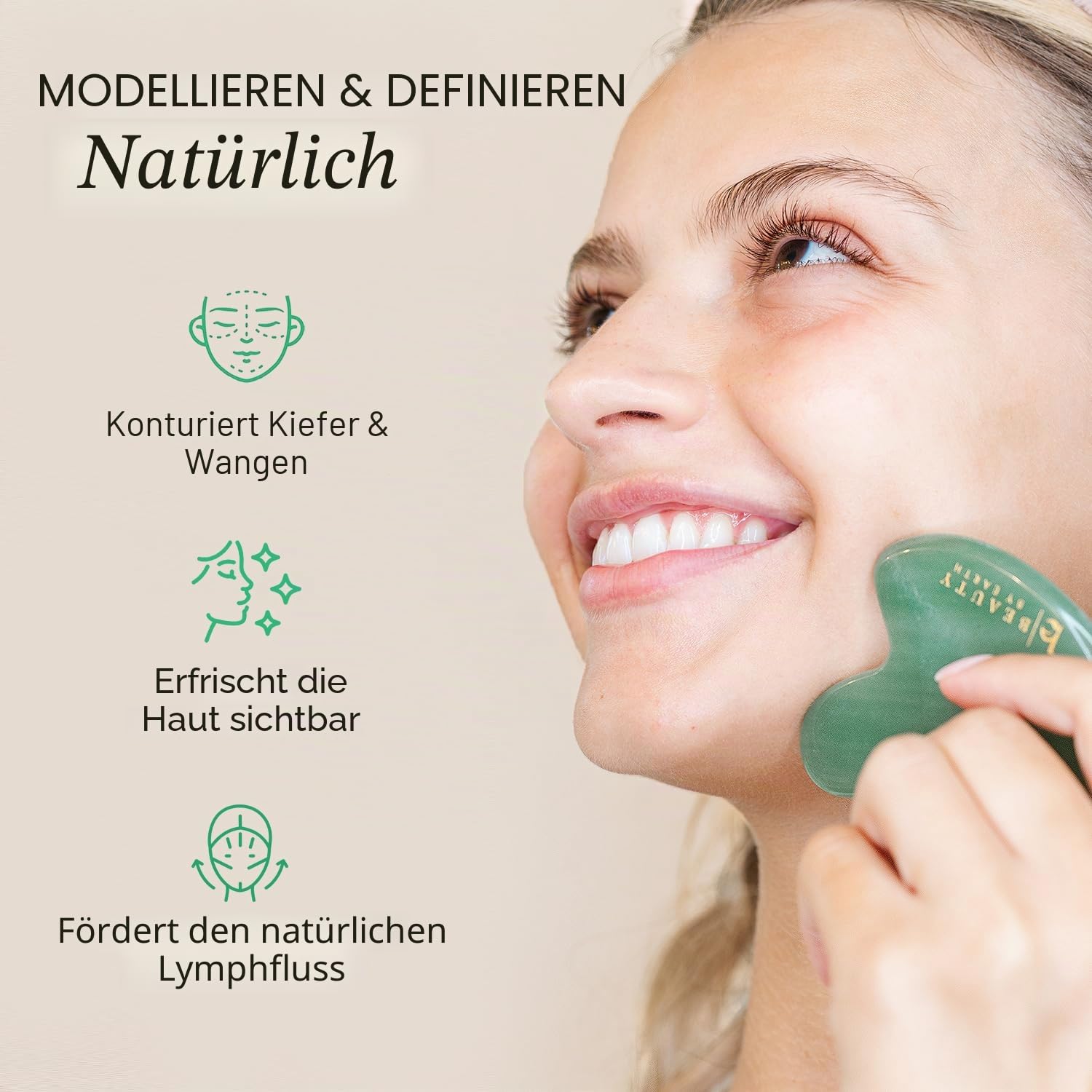 Sponsored Ad - Gua Sha Tool - Jade Stone Guasha Scraping Massage Tool, Facial Massage for Lymphatic Drainage for Face, Eye.