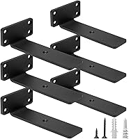 Vista 26 de HITOMEN Soportes de estante flotantes resistentes, accesorios de estantes ocultos de 8 pulgadas (1/5 pulgadas de grosor), soportes de hierro L
