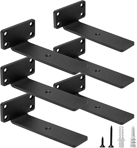 HITOMEN Soportes de estante flotantes resistentes, accesorios de estantes ocultos de 6 pulgadas (15 pulgadas de grosor), soportes L de hierro