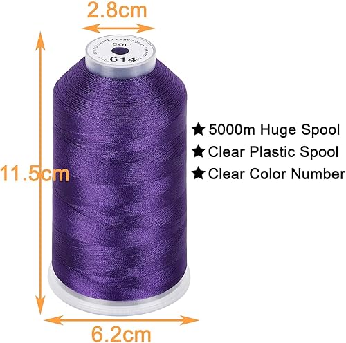 Miniatura 10 de New brothread - 2 Huge Spools 5000M Each Polyester Embroidery Machine Thread 40WT for Commercial and Domestic Machines - White