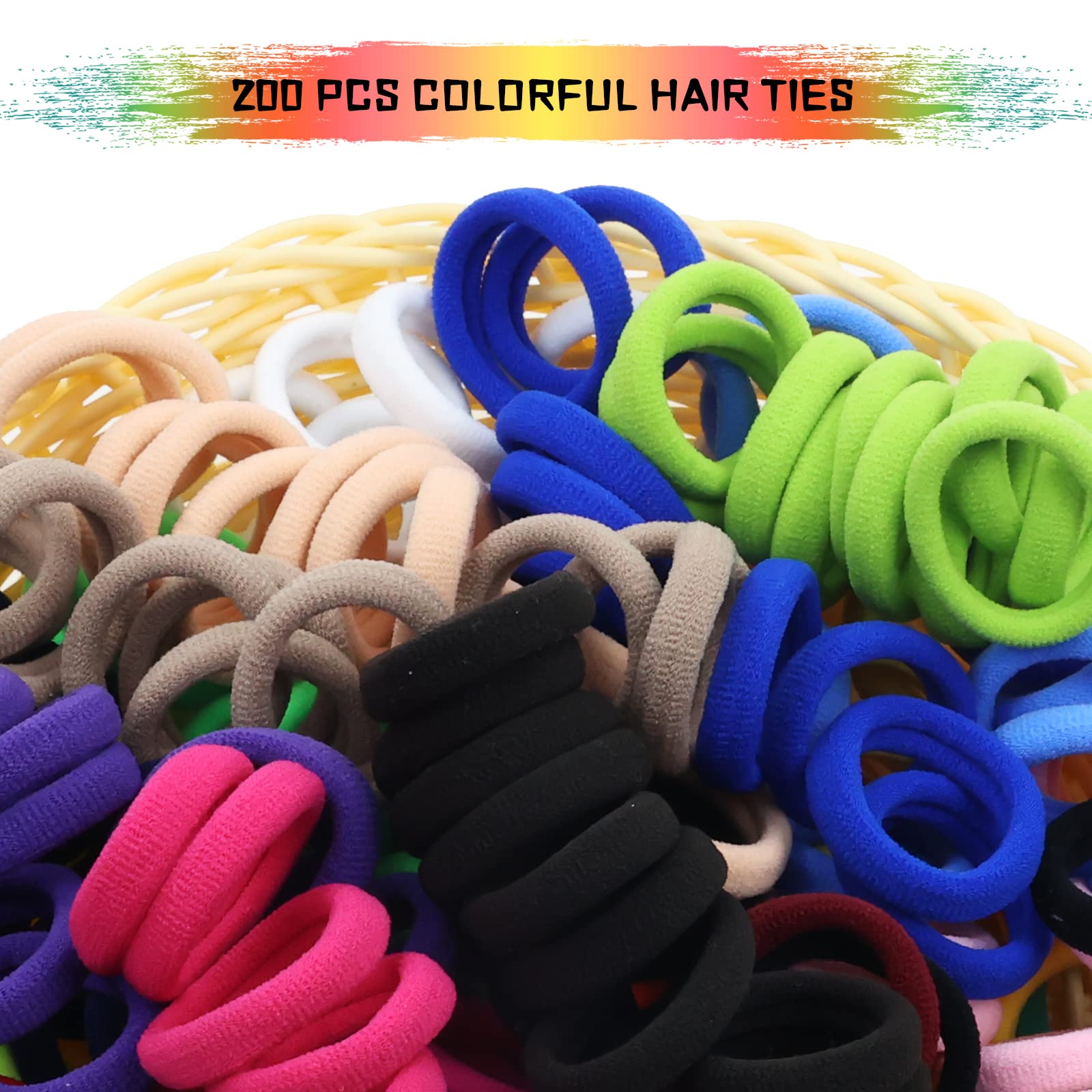 12 Pack Black Terry Cloth Cotton Elastic Stretchy Fuzzy Wide Thick Hair Ties Scrunchies Bobbie Ties Ring Loop No Crease Seamless Hair Rubber Band Ponytail Holder Hair Accessories For Women Girl