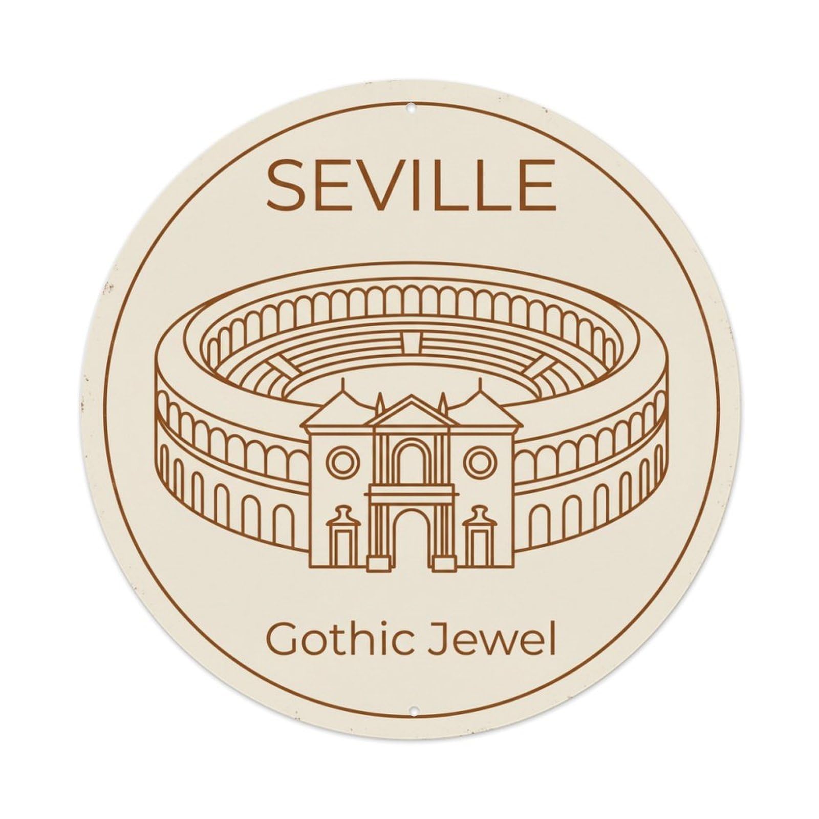 Vintage Travel Seville Spain Relic Metal Tin Sign