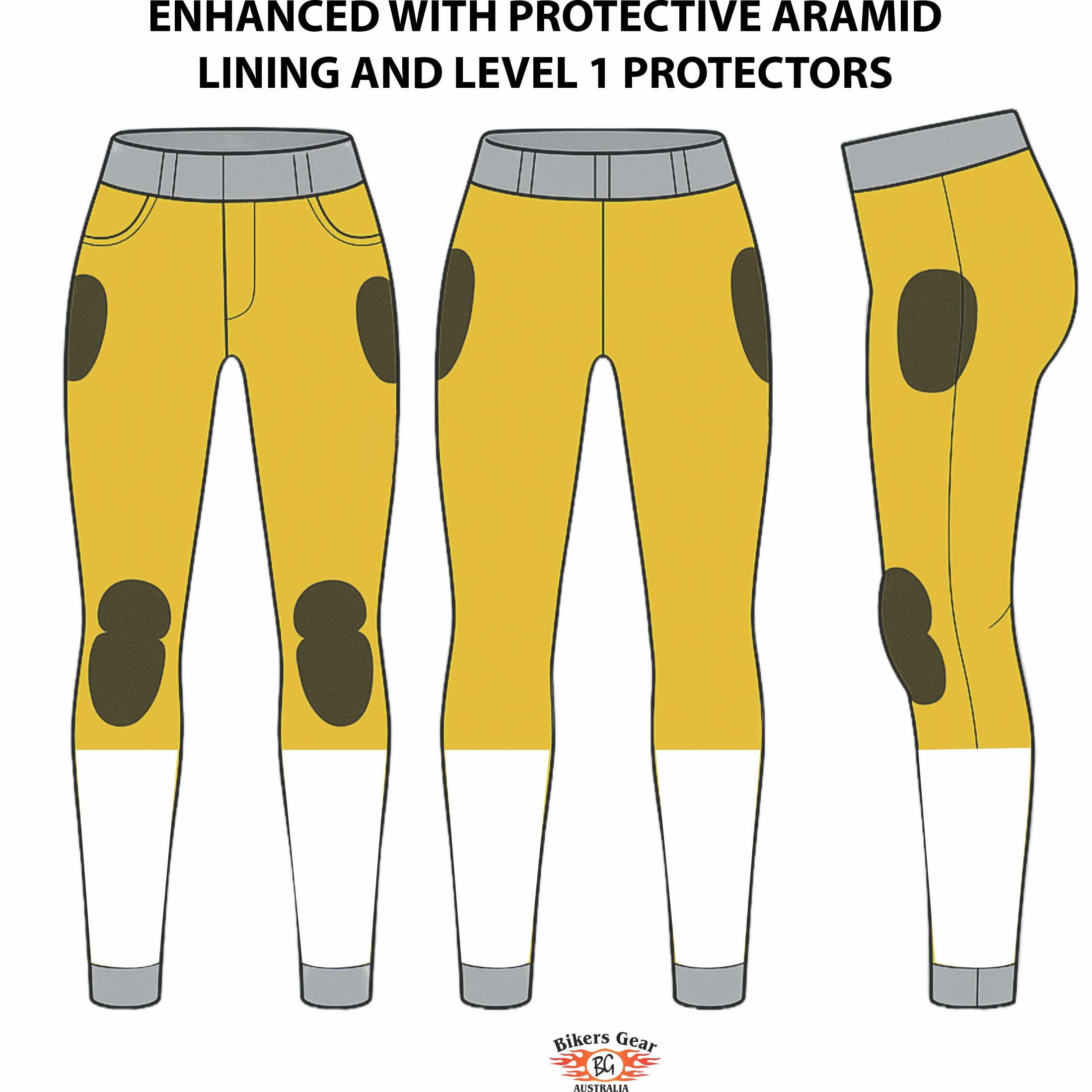 Bikers Gear - Leggings protectores de motocicleta para mujer, transpirables, elásticos, ajustados, con armadura Ce extraíble