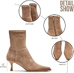 Goiphrri Bottes de cheville pour femmes Stiletto haut talon Botte pointée orteil court Bottes latérales Zipper Robe Kitten Talon Bottes élastiques mode tendance Bottes d'automne