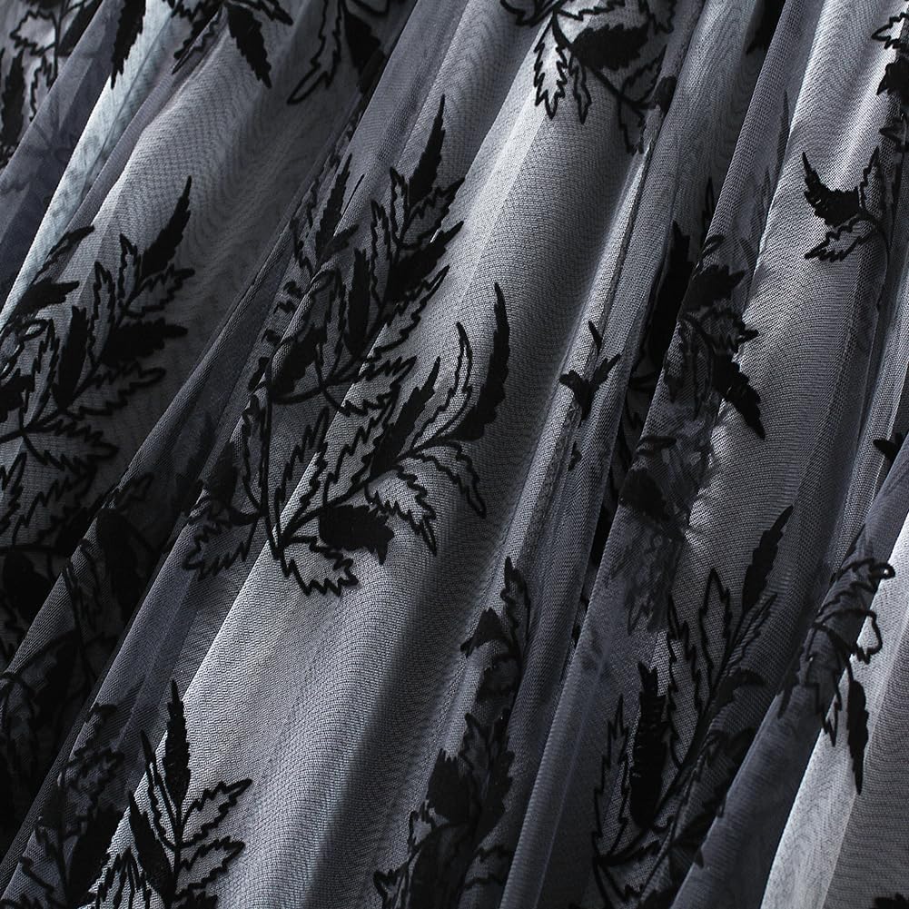 Women's Midi Length Skirt Layered Tulle A Line Skirts Embroidery/Floral Print Elastic Waist - Image 6