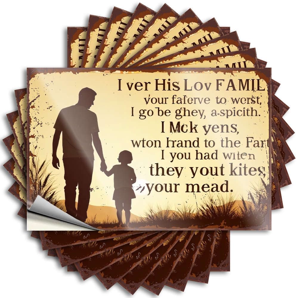 Vintage Outdoor Decor, Decal Funny Bumper Quote Stickers, Metal No Residue Decals for Luggage | Hunting Party Favor Custom A Father and Child Walking Hand in Hand(8X12CM)