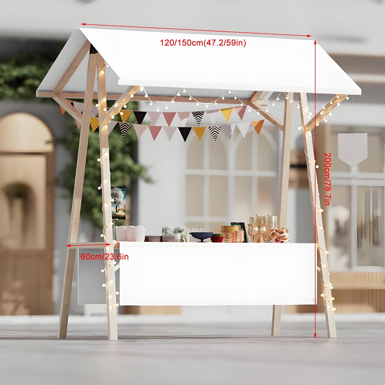Carretti Del Cibo In Vendita Pieghevole Bancarelle Mercato Per Attività Commerciali All'aperto Con Tettoia, Scaffale Concessioni Da Strada(Green2,150cm/59in)