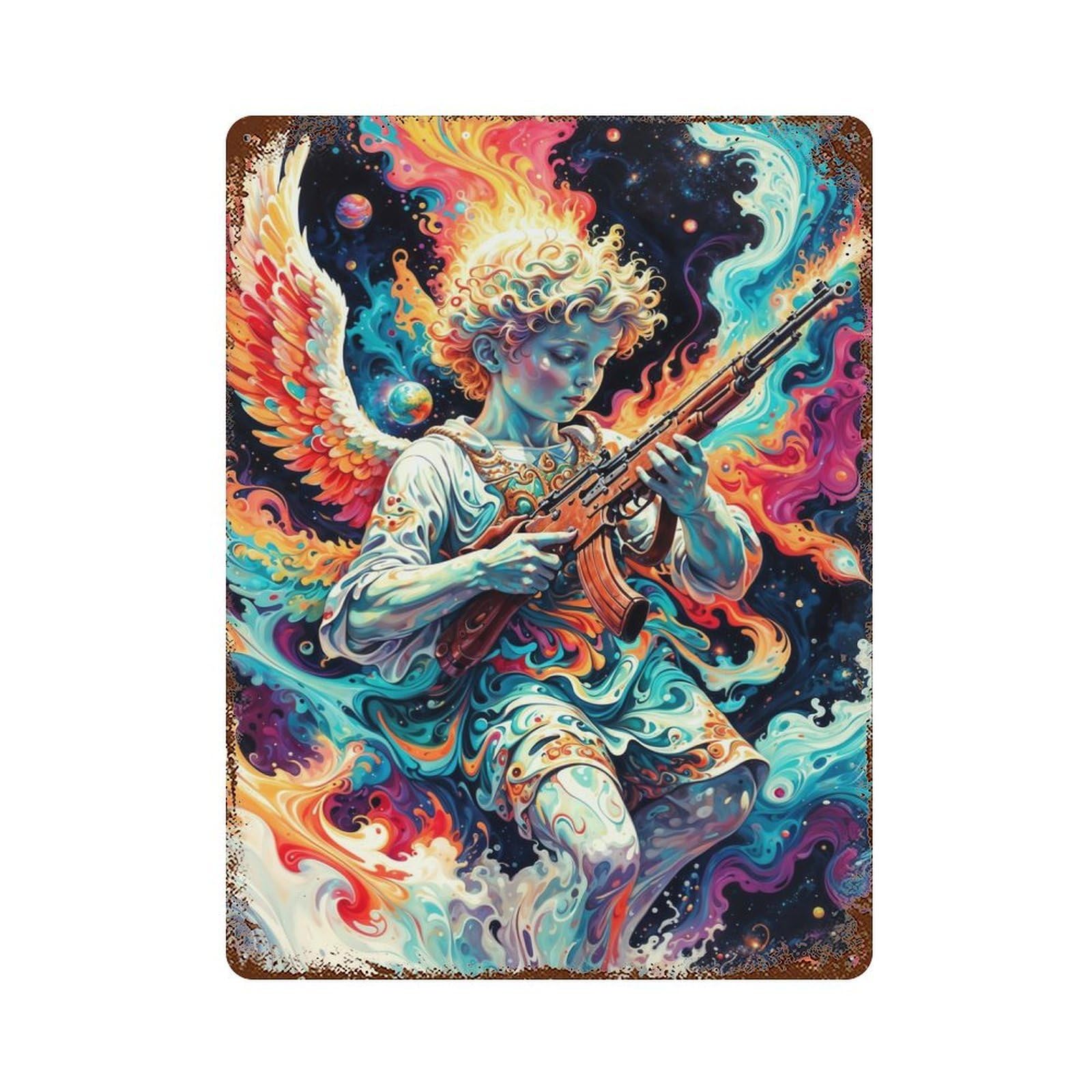 The War Angel Decorative Tin Sign 15.7"x11.8", for Farmhouse, Kitchen And Entryway Decor, Shabby Chic Decor