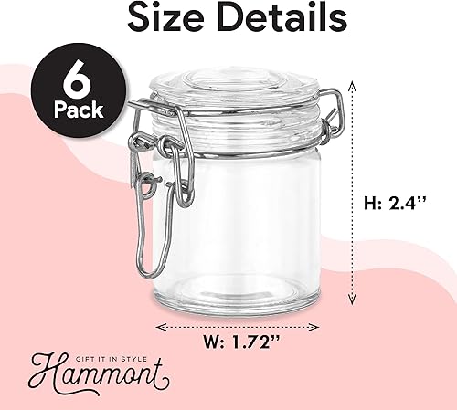 Miniatura 2 de Hammont Cajas de acrílico con forma de tarro de abrazadera, paquete de 6, 1.72 x 2.4 pulgadas, perfectas para bodas, cumpleaños, regalos de fiesta y