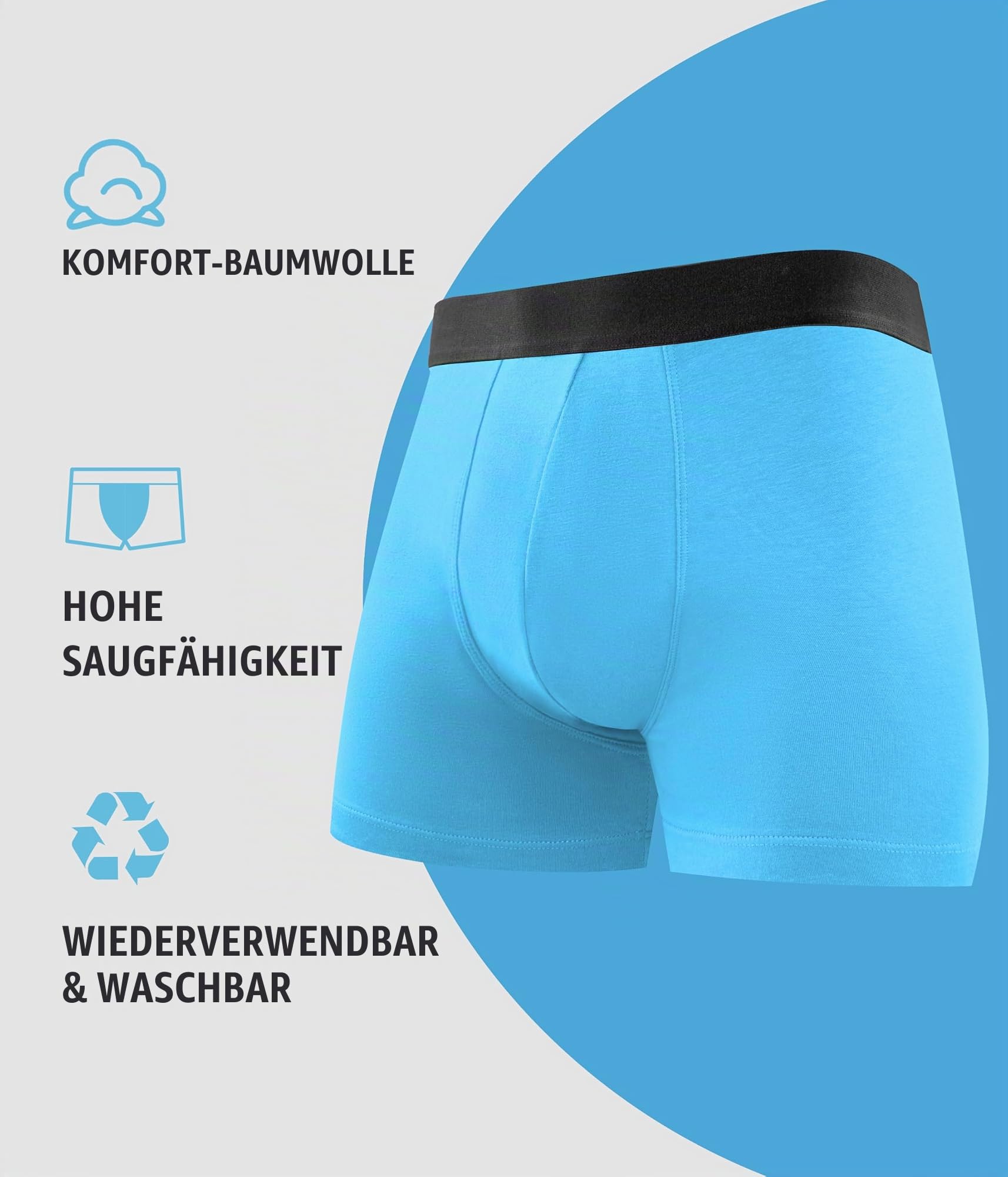 FORVEVO Inkontinenz Pants Männer 150ml Baumwolle,Waschbar Boxershorts Herren für Inkontinenz Unterwäsche mit Saugfähigkeit Pants,Wiederverwendbar Auslaufsichere Unterhosen 5er Pack Multicolor01 XL