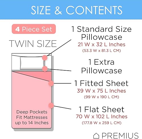 Miniatura 3 de PREMIUS Lujoso juego de sábanas de microfibra sin arrugas, combina elegancia y comodidad, transforma tu espacio de sueño en un oasis sereno y
