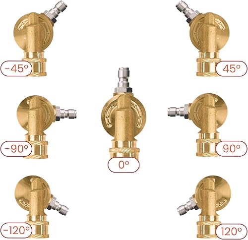 Miniatura 5 de Giraffe Tools Acoplador giratorio para lavadora a presión, accesorio limpiador de canalones de 7 ángulos, rotación de 240 grados, conexión rápida de