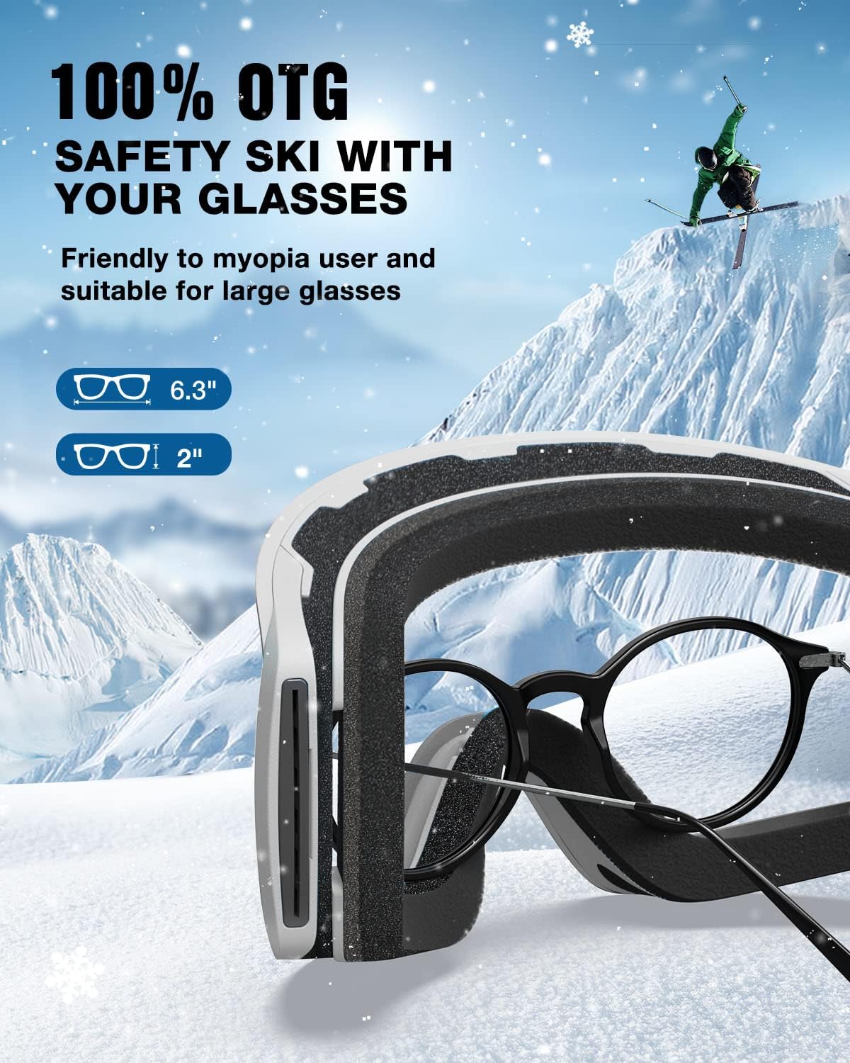 ZIONOR Ski Goggles, X12 100% OTG Snow Goggles Detachable Lens for Men Women Adult - Image 2