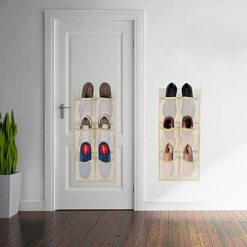 Miniatura 7 de Yocice Zapatero montado en la pared, paquete de 2 unidadespuede almacenar 6 pares de tenis, con soportes adhesivos para colgar, estante organizador