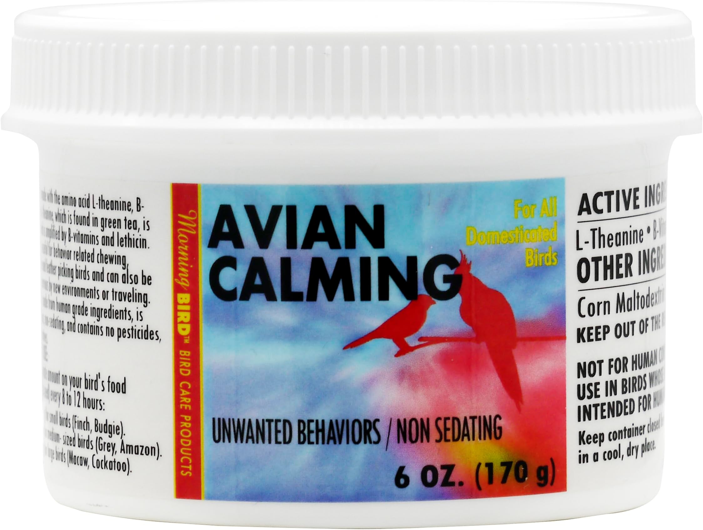 Morning Bird Mood Food (Avian Calming Formula), Non-Sedating Anxiety & Stress Relief Powder for Nervous Birds or Unwanted Behaviors, 6 oz