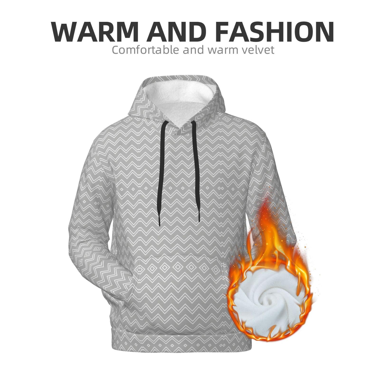 Męska bluza z kapturem w szare paski, swobodny nadruk graficzny sweter z kapturem koszule z kieszenią