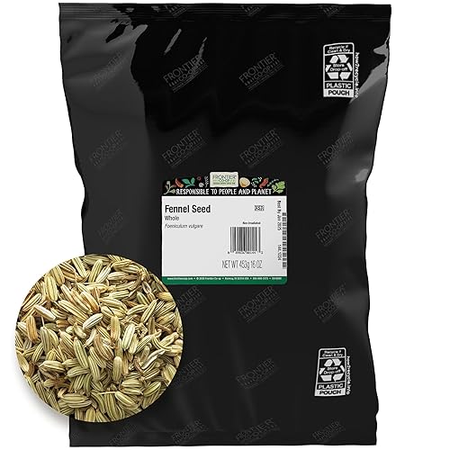 Frontier Co-op Semilla de hinojo entera, kosher, no irradiada, bolsa a granel de 1 libra, Foeniculum vulgare Mill.