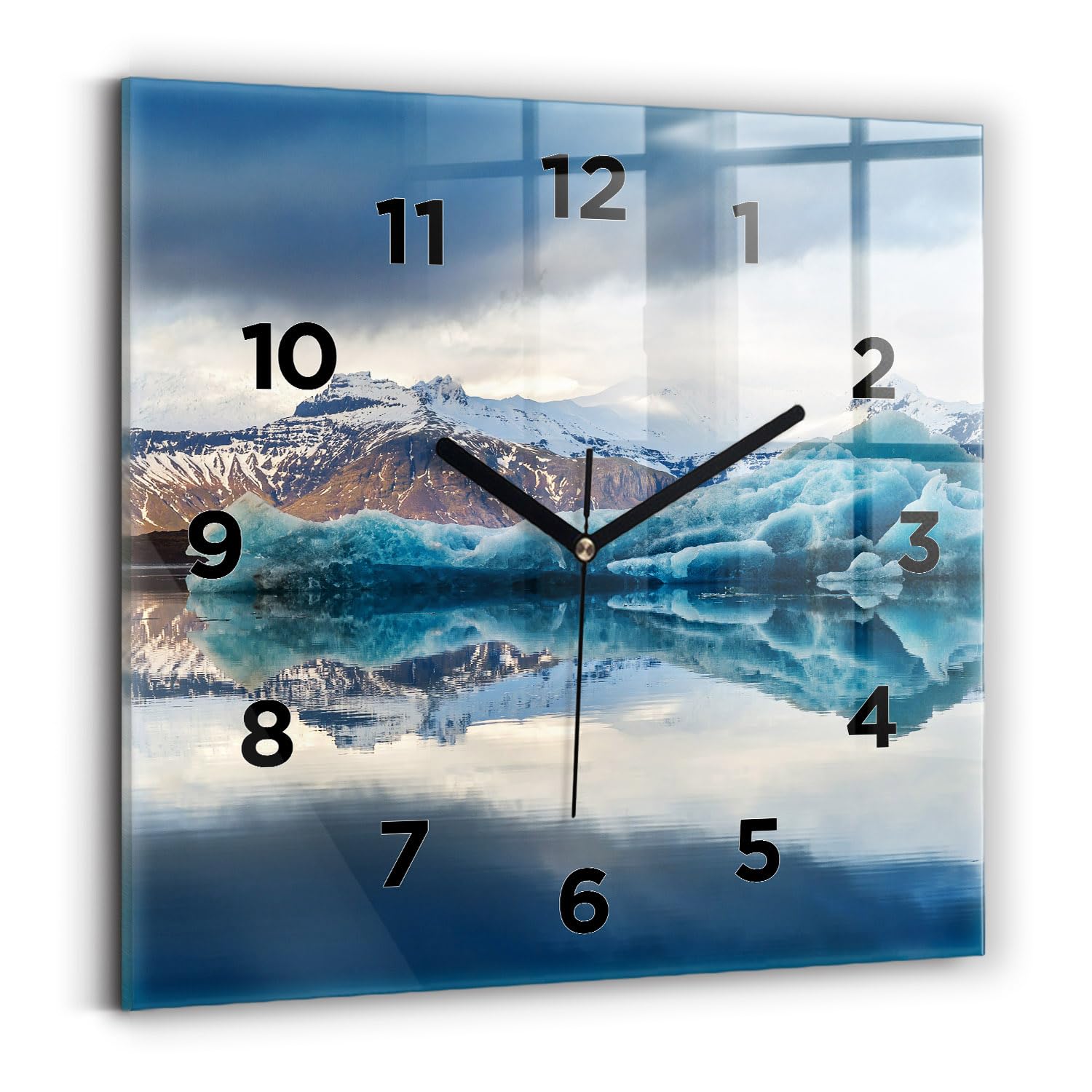 Horloge murale qualité supérieure carrée 30x30 cm motif Islande