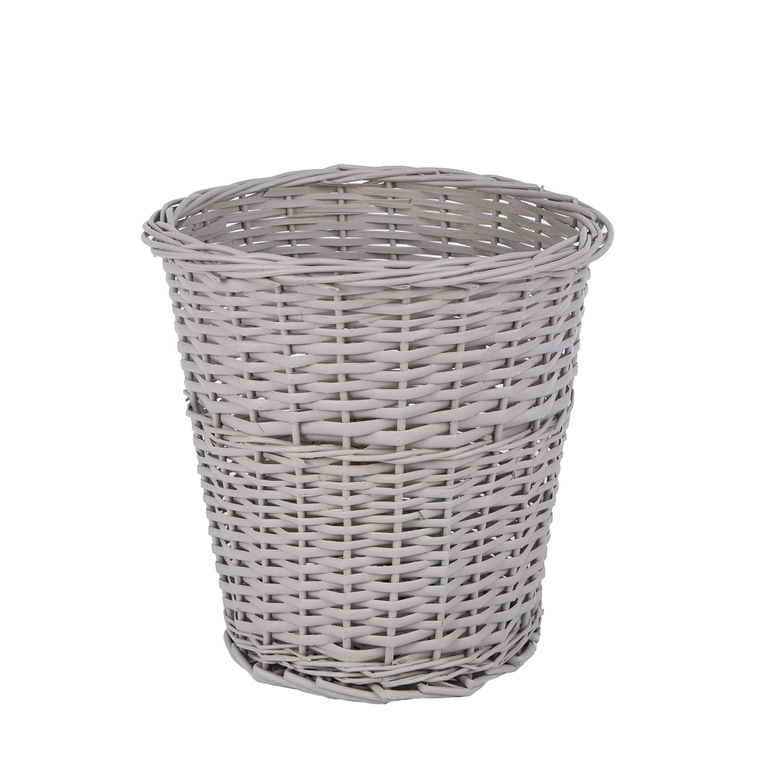 Handmade Natural Wicker Trash Bin Home and Office Waste Basket Bathroom Bin Chic Paper Bin (Grey)
