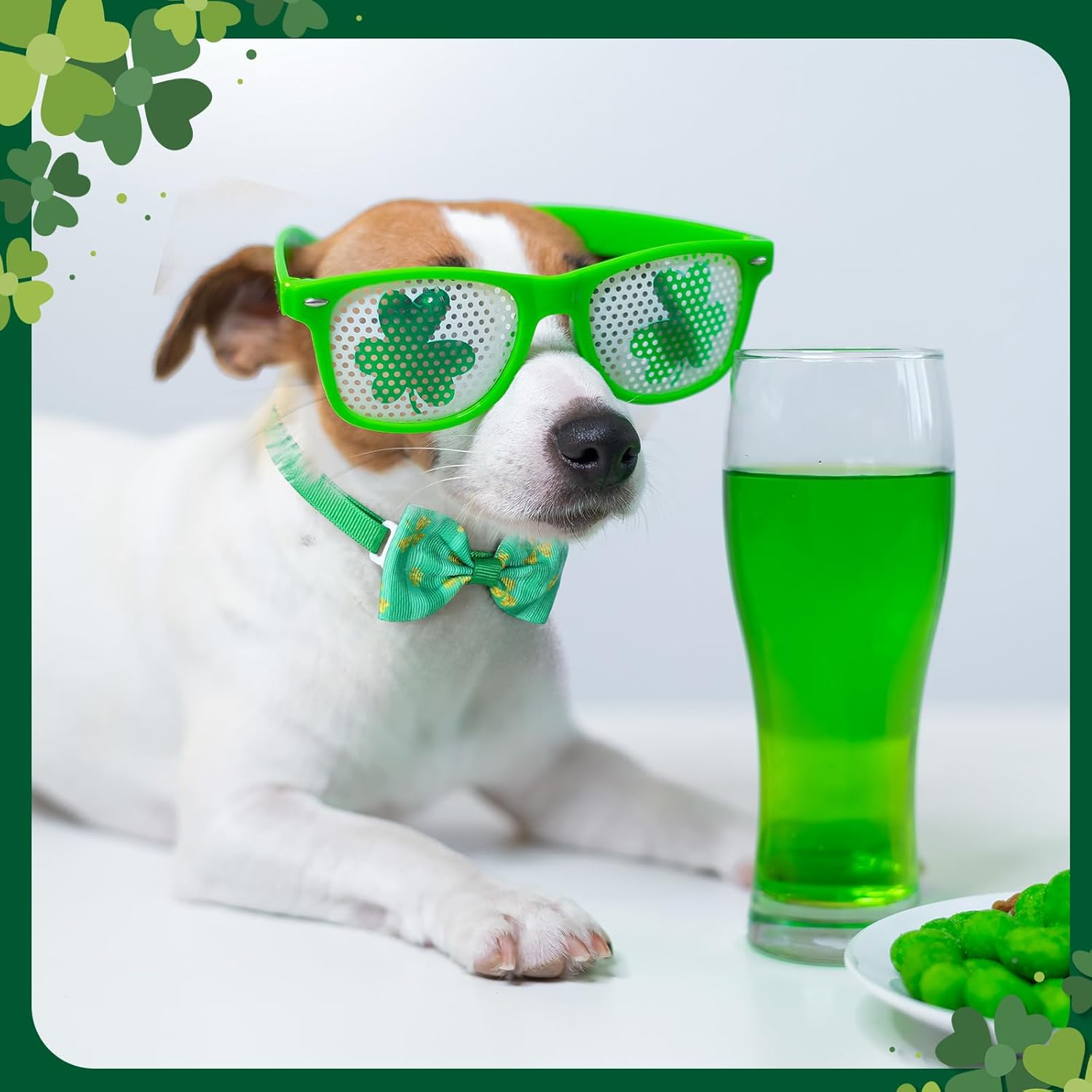 Talltalk 240 Pcs St. Patrick's Day Dog Bow Ties Green Shamrock Adjustable Dog Collars Pet Bow Ties Collar Irish Pet Accessories for Small Medium Cat Accessories(Shamrock)