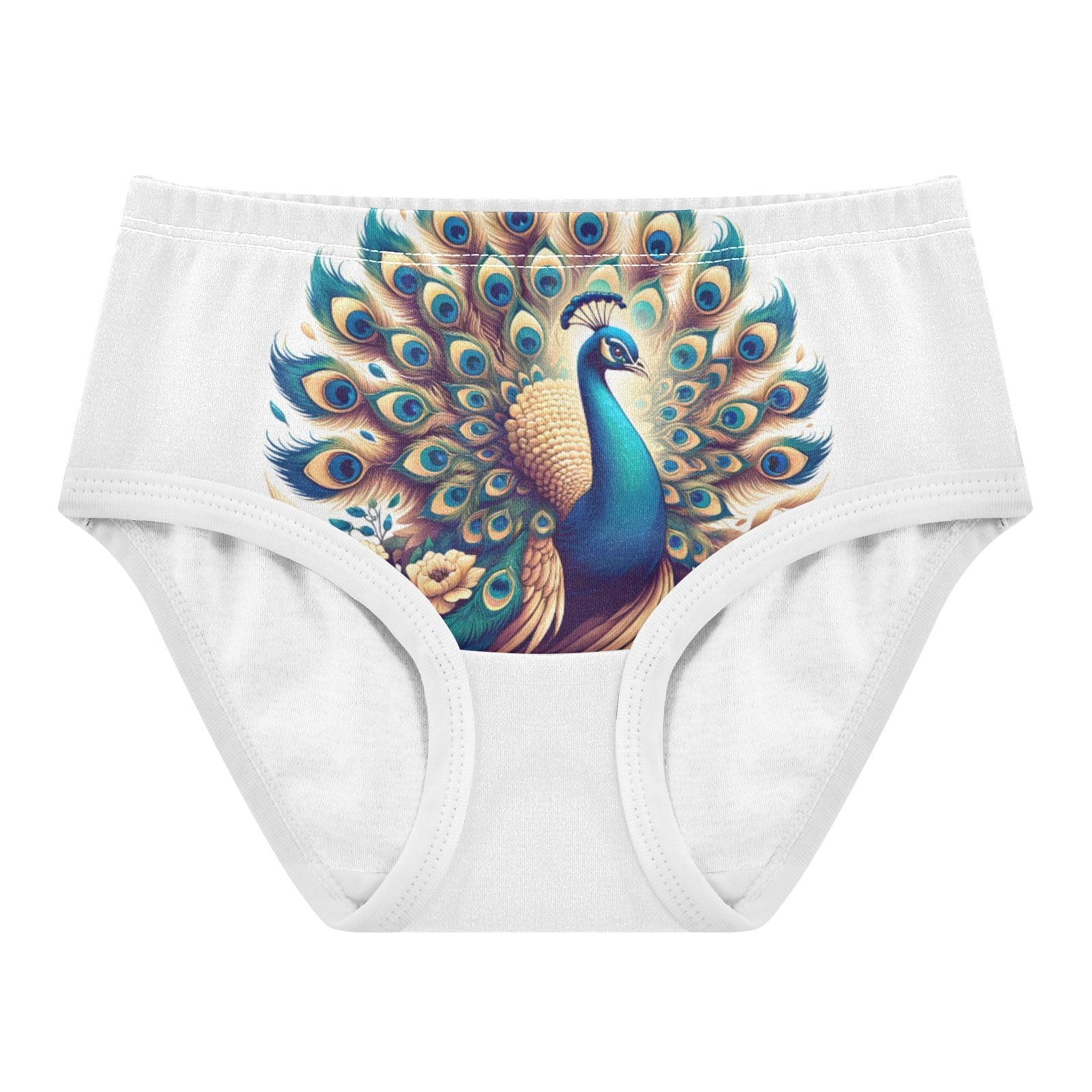 ALAZA Toddler Girls Cotton Hipster Underwear Soft Peacock Cartoon 2 Pack 2T