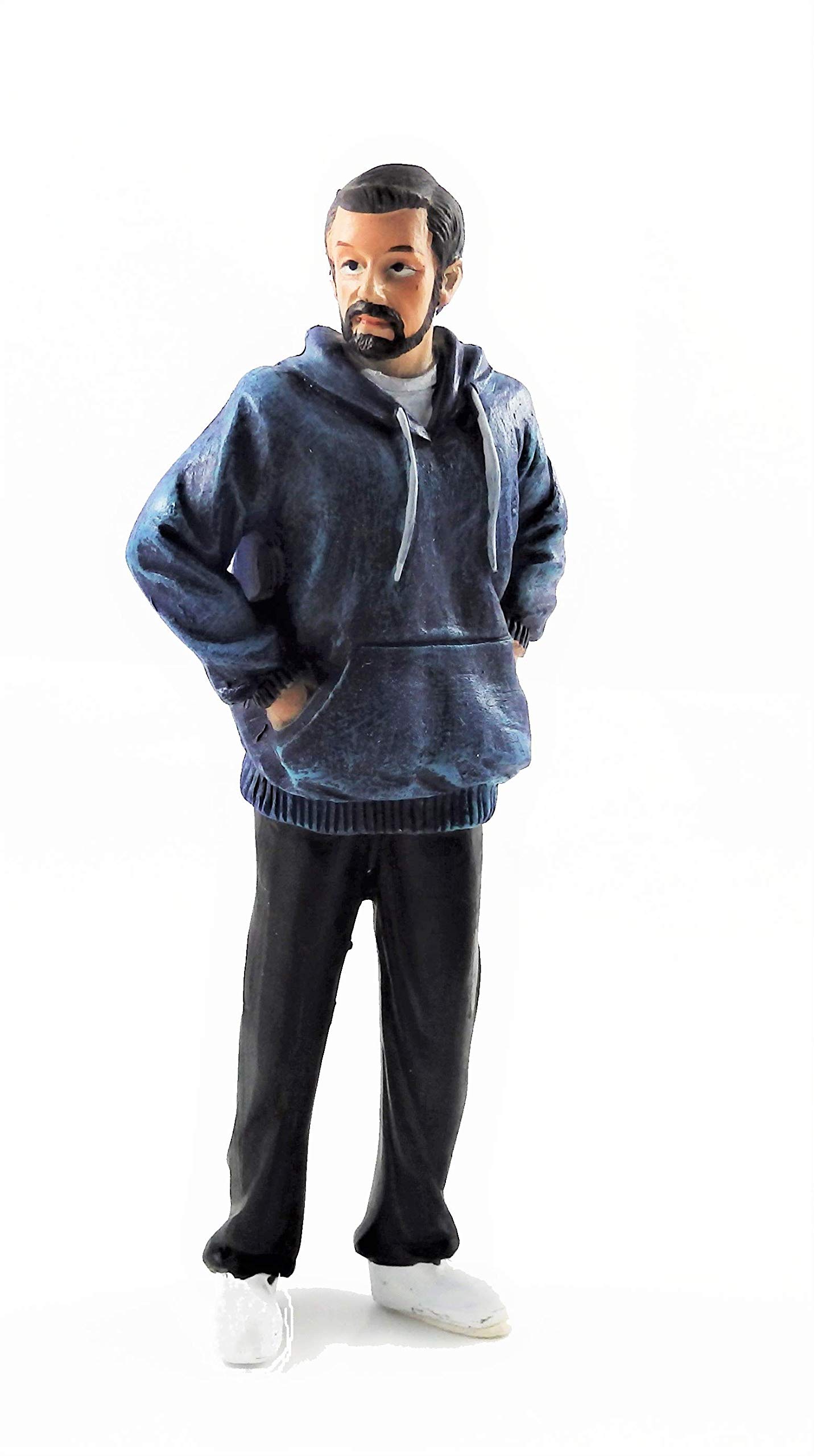 Melody Jane Dolls House People Modern Man with Beard in Hoodie Resin Figure
