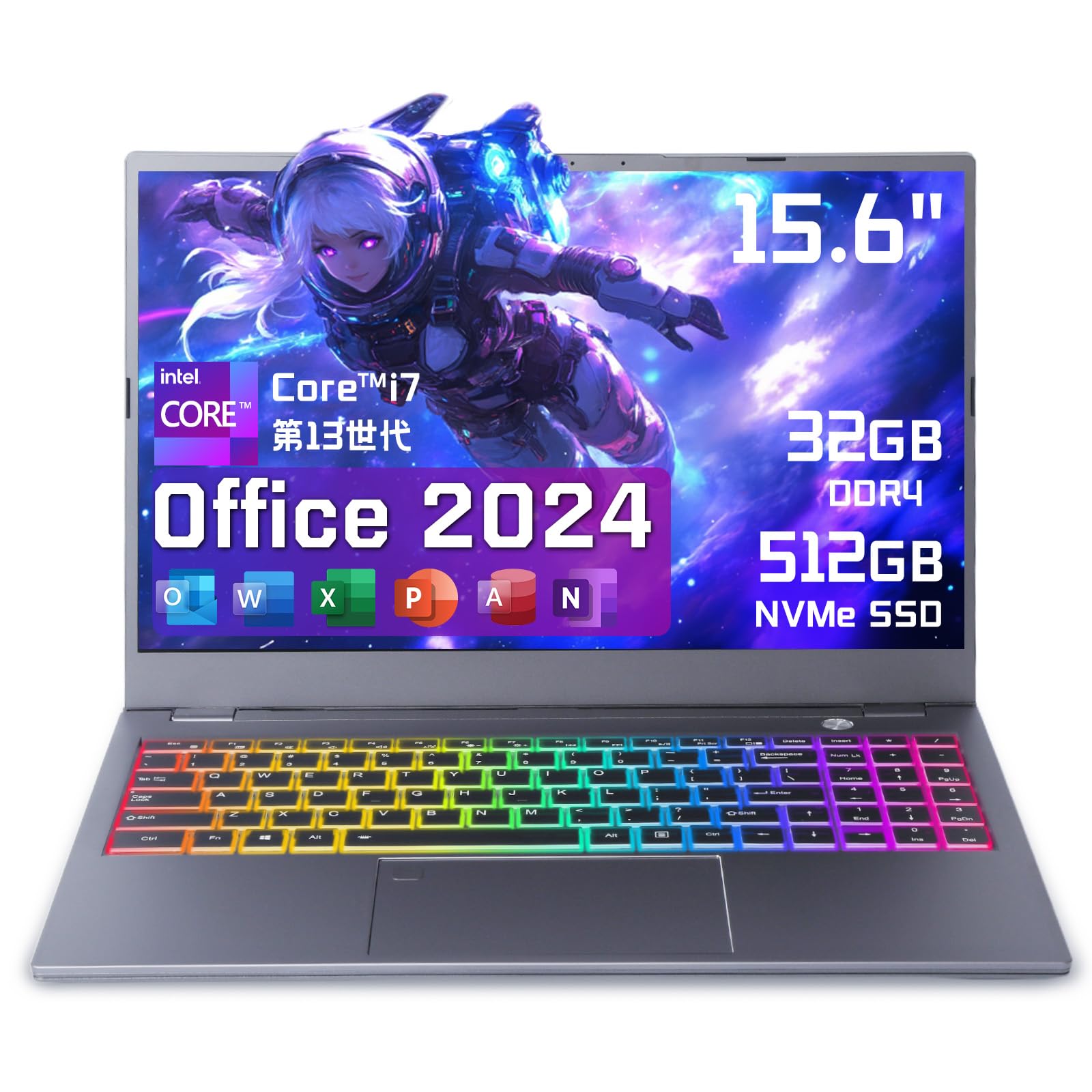 Amazon.co.jp: OFFICE 2024 搭載ノートパソコンゲーミング Core i7