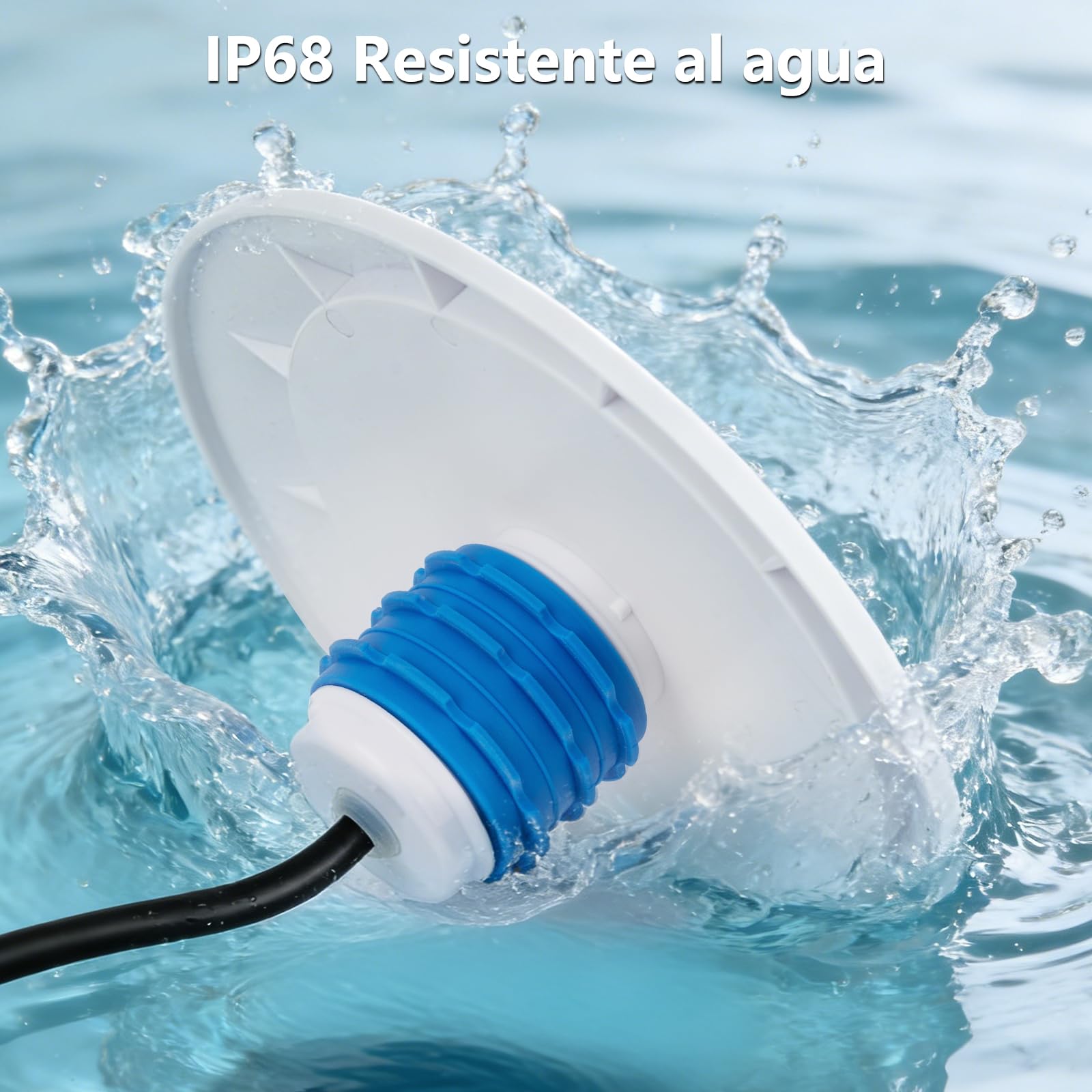 COOLWEST Foco LED Piscina con Rosca 1 1/2", 25W Proyector LED Piscina Blanco, Ø180mm, Impermeable IP68 Lámpara Sumergible para Piscinas Hormigón, 12V AC/DC, 6000K
