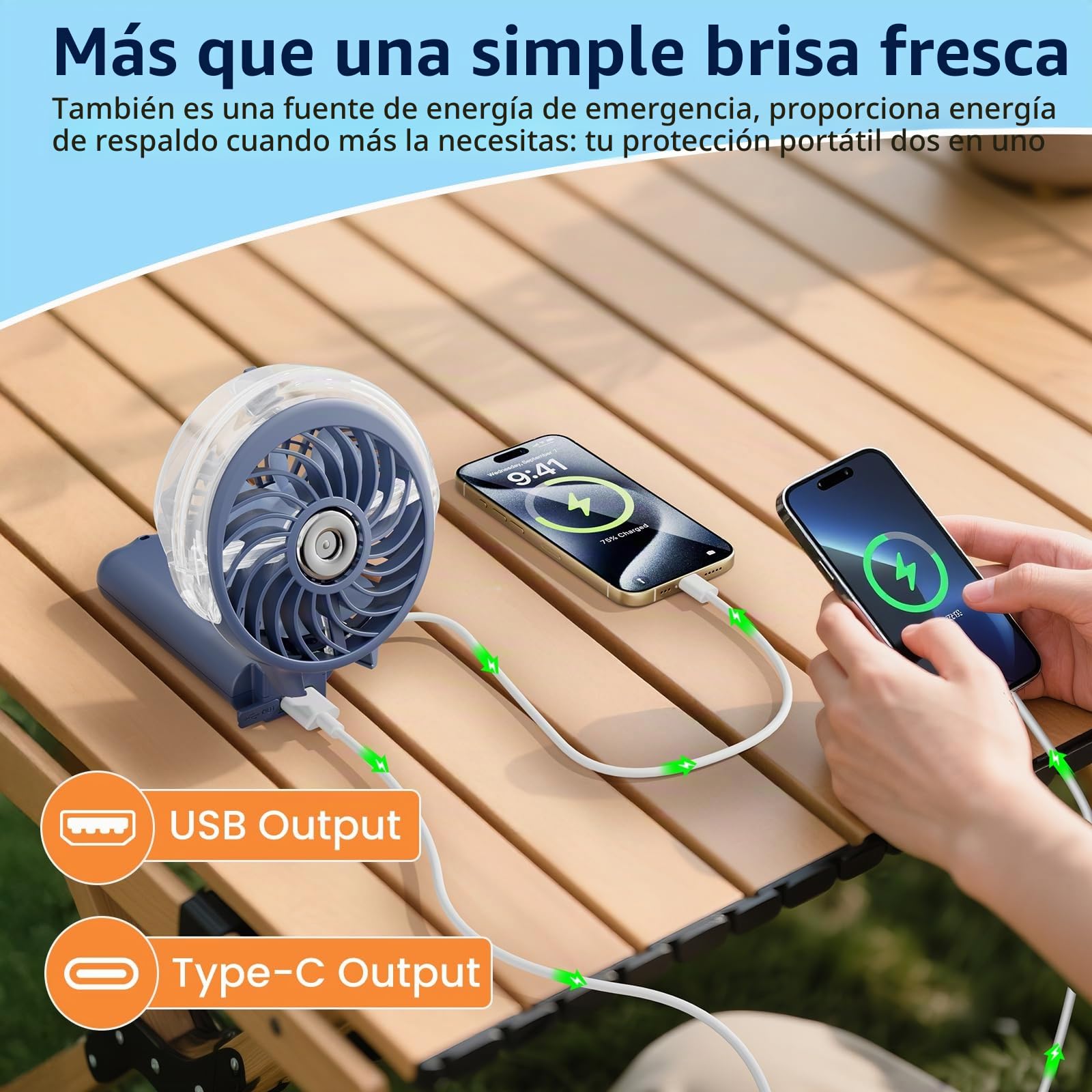 Ventilador de niebla de 5000 mAh con cargador portátil