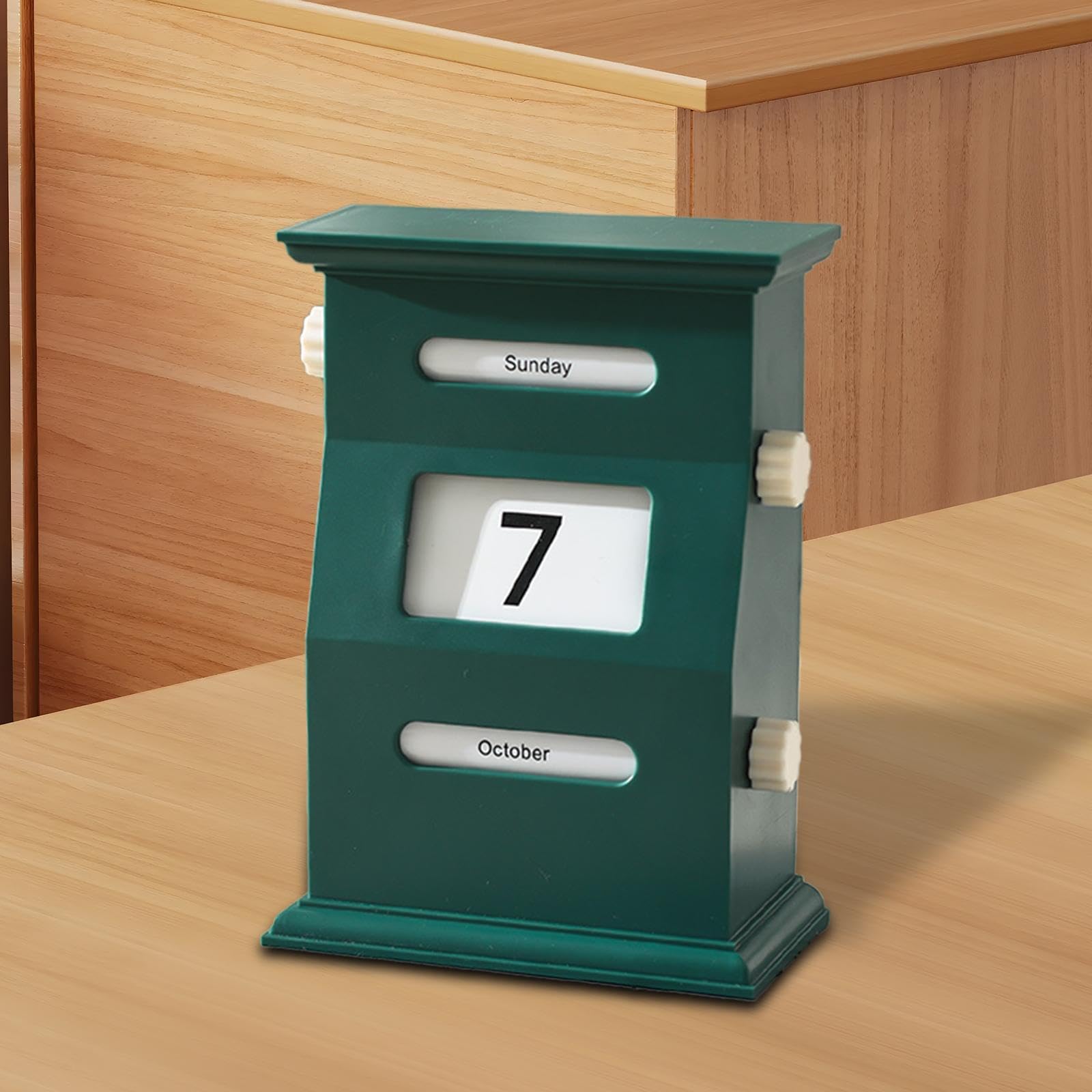 Kalender, drehbarer Schreibtisch, dekorativ, Basteln, Tischkalender, Kunstwerk, Retro, PP-Material, geeignet für Arbeitsplatte, Heimbüro, Tisch, Grün