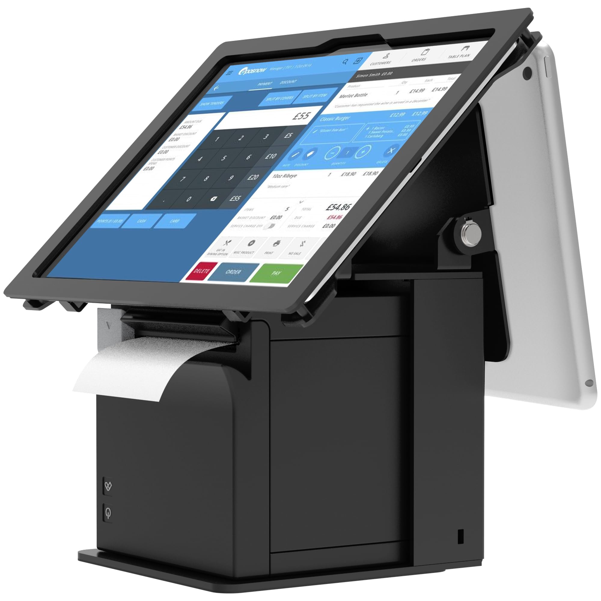 Beelta Kiosk Tablet Stand POS Dual Screen with Printer Space All Metal Compatible with 10.9" iPad 10th, iPad 11"(A16), Pro 11" 1 2 3 4, Air 4 5, Air 11", BSP201A