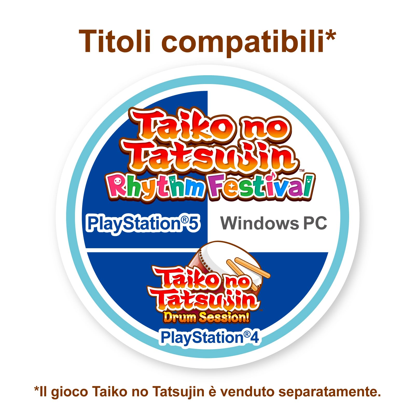 HORI Controller Tamburo Taiko No Tatsujin per PlayStation 5, PlayStation 4 e Windows 11/10 - Licenza Ufficiale Sony e Bandai Namco