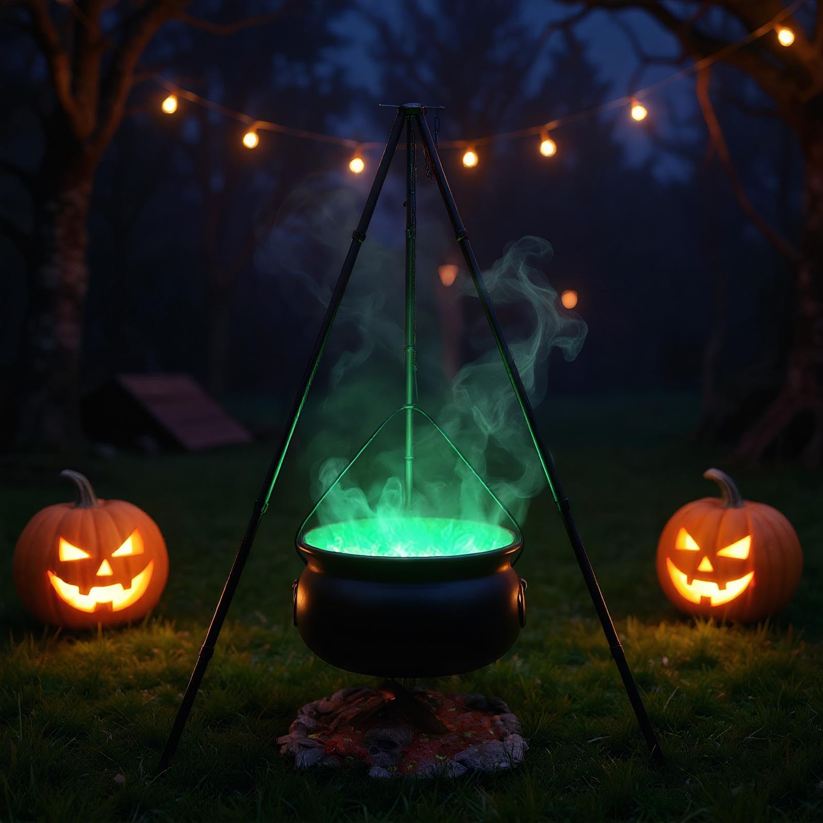 Kocioł Dekoracyjny Halloween Dekoracyjne Wiaderko Na Słodycze Ze Statywem I | Miska Kocioł do Ogrodu Przyjęcia Plenerowego Nawiedzonego Domu Patio Ganku Podwórka Trawnika