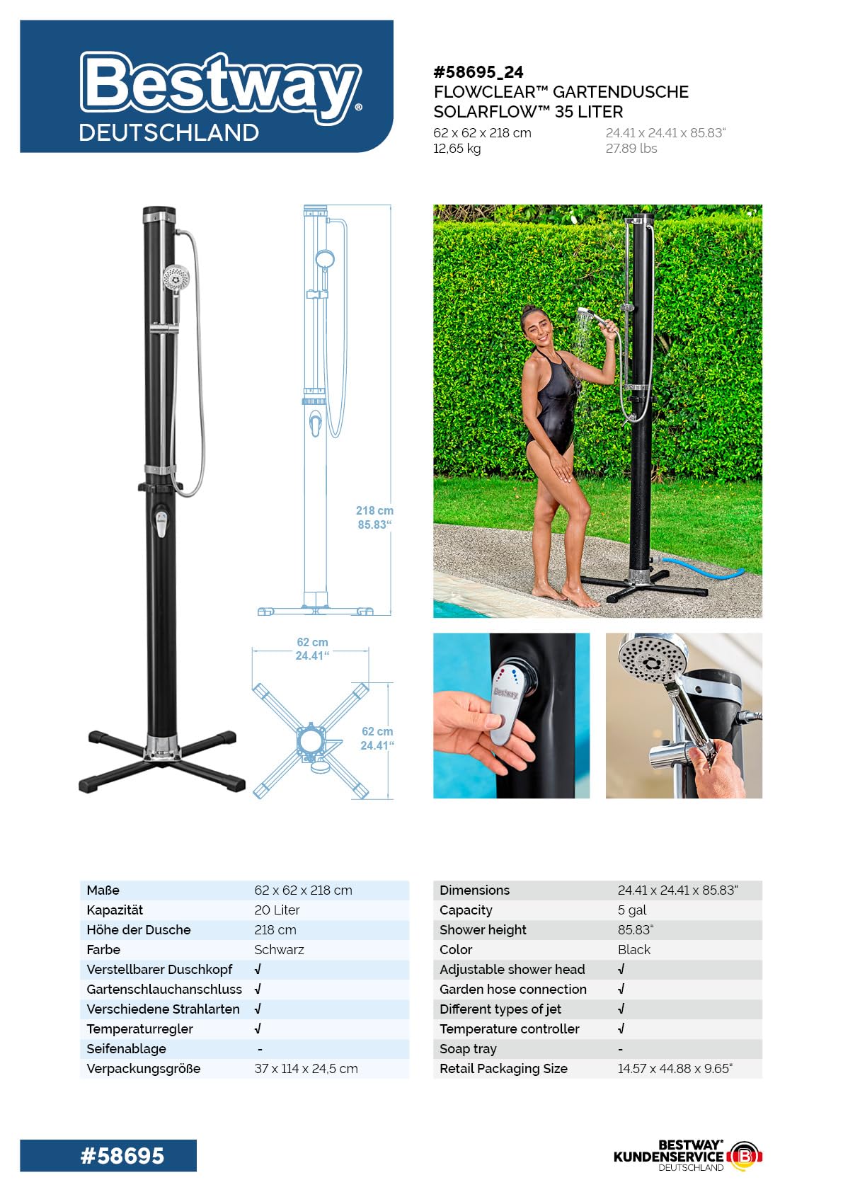 Bestway | SolarFlow Außendusche 20L /