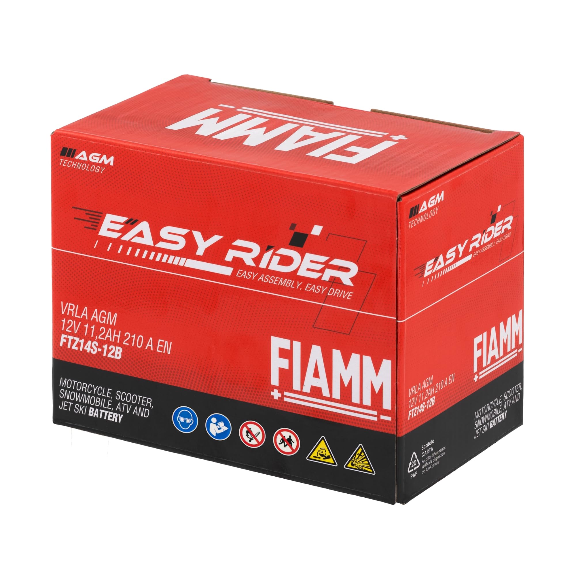Fiamm Batteria per Moto e Scooter FTZ14S-12B 11AH 210A, Batteria Easy Rider AGM Technology, Massima Potenza di Avvio,Senza Manutenzione, Già Carica, Pronta all'Uso, Adatta a Scooter e Moto | AGM Technology, Massima Potenza di Avvio,Senza Manutenzione, Già