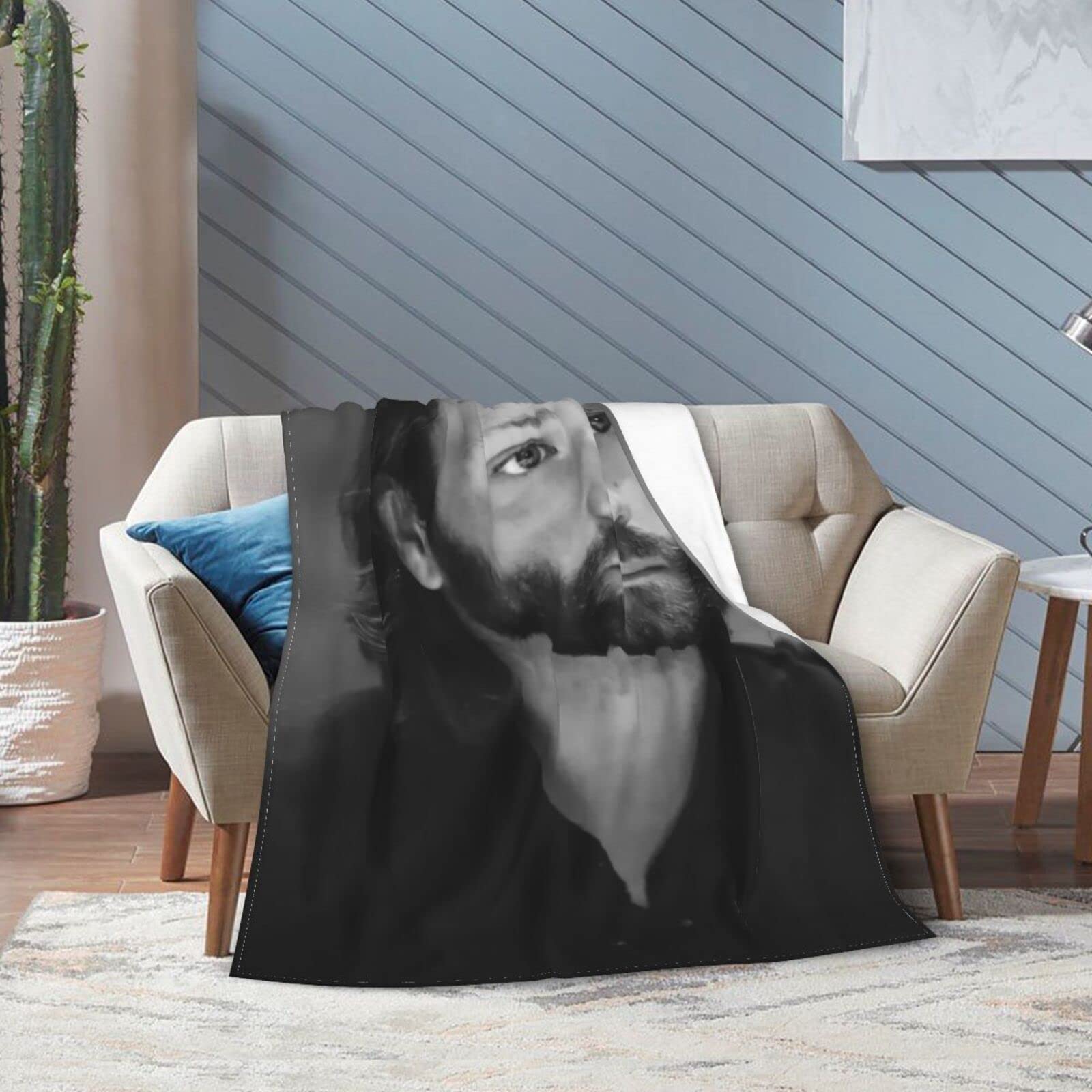 Jared Actor Padalecki koc, ultramiękki polar flanelowy lekki koc narzutowy ciepły klimatyzacyjny koc na kanapę sofę łóżko 202 x 152 cm, czarny, 127 x 102 cm