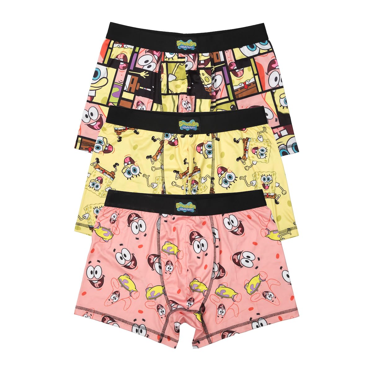 Bioworld Mens Adult SpongeBob SquarePants Boxer Brief Underwear 3-Pack