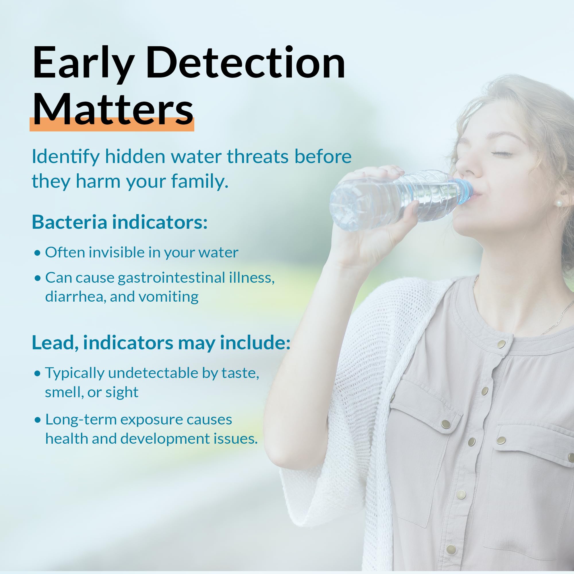 GetTested Kit di test di qualità dell'acqua a casa - Identifica la purezza dell'acqua potabile per la tua famiglia - Risultati rapidi di 14 parametri per pozzo, città, rubinetto e altro - Facile e