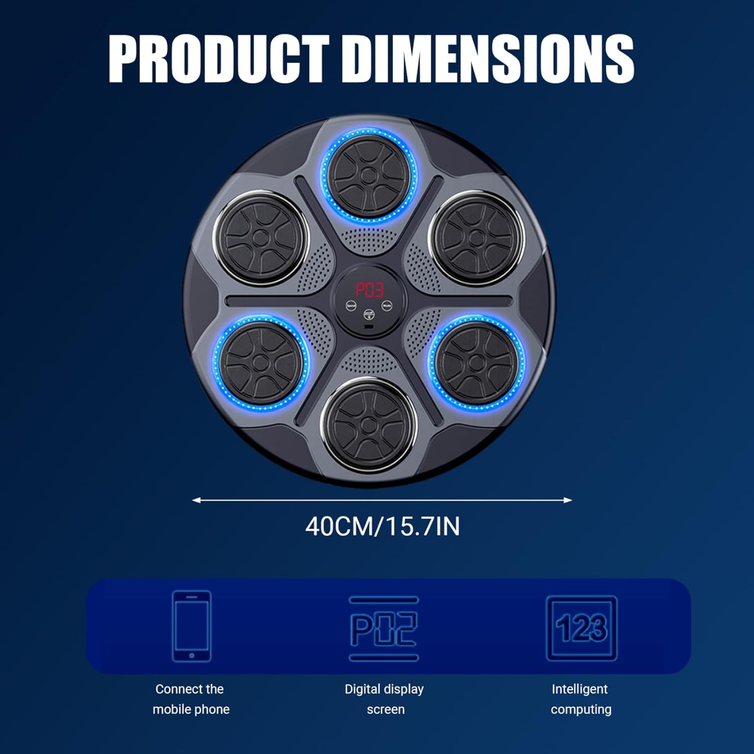 Music Boxing Machine Wall Mounted Boxing Machine with Lights & Musics Wireless Connection Punching Workout Equipment for Kids Home Gym