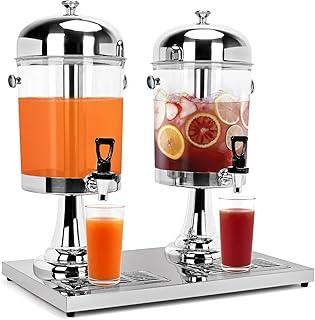 tonchean 4.4 Gallon Dual Drink Dispenser, Beverage Dispensers with Ice C...