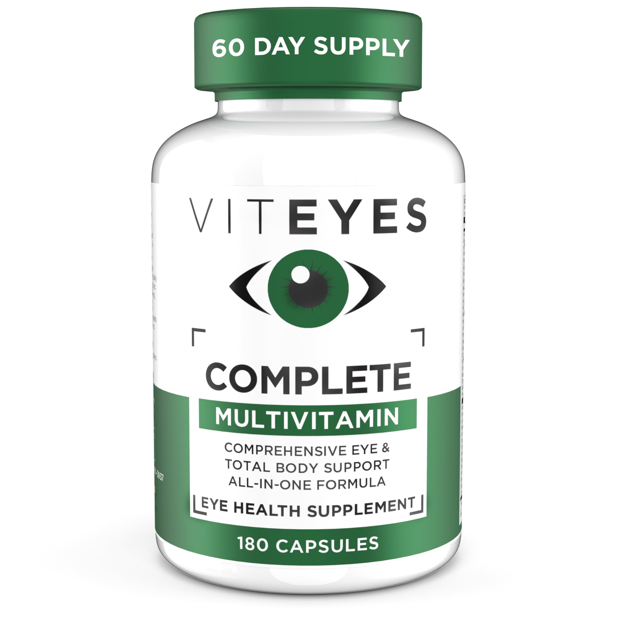 ViteyesComplete Eye & Total Body Health Multivitamin Nutritional Supplement, 180 Capsules, White