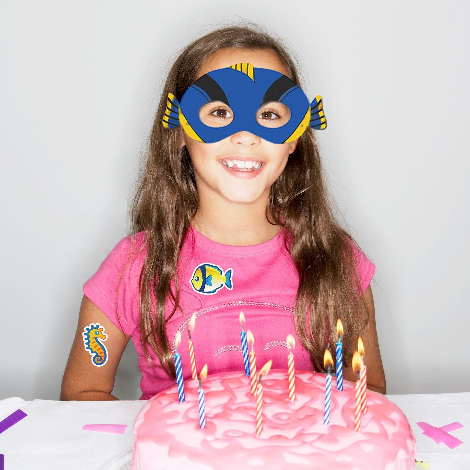 KSBBHDS 20 Morceaux De Cordes De Masque Animal Marin Et 50 Autocollants, Jouets pour Enfants, Accessoires De Jeu De Rôle, Fournitures De Déguisation De Fête