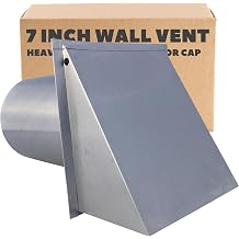 7 Inch Wall Vent Cap - Aluminum with Damper & Screen - Heavy Duty Hooded Metal Caps for Exterior Side Wall Exhaust - Spring Loaded Backdraft Damper by Vent Works