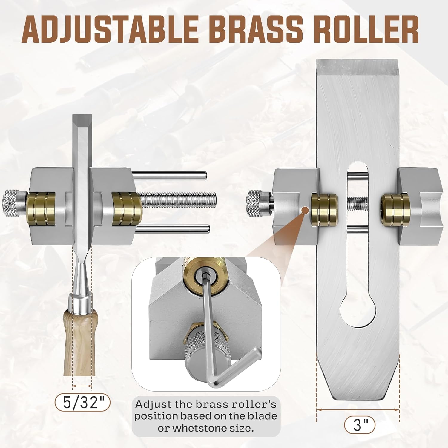 Chisel Sharpening Jig Kit, Heavy Duty Precise Honing Guide with Adjustable Angle Fixture and Angle Gauge, All Metal Sharpening Fine Tools for Woodworking Chisels and Planes (5/32" to 3")