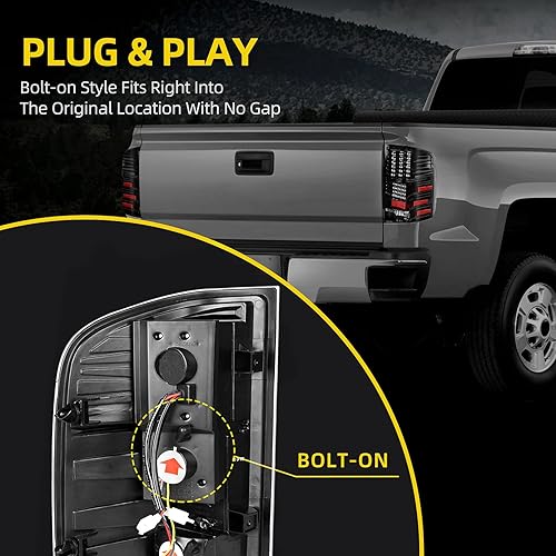 Miniatura 6 de DWVO Conjunto de luz trasera LED compatible con Chevy 2008-2013 Silverado 1500, 2008-2014 Silverado 2500 y 3500, 2007 New Body Style, 12-14 GMC